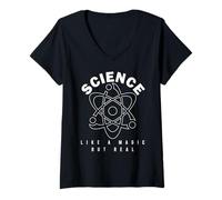 Femme Drôle Science Nerd Atome Physique Chimie Geek T-Shirt avec Col en V