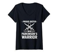 Femme Drôle Sœur Parkinson Warrior Dire T-Shirt avec Col en V