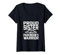 Femme Drôle Sœur Parkinson Warrior Dire T-Shirt avec Col en V