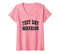 Femme Drôle Test Day Warrior Testing Teacher Mode on Science Maths T-Shirt avec Col en V