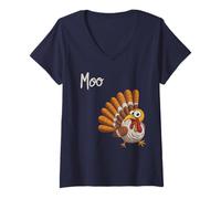 Femme Drôle Thanksgiving Turquie Vache Moo Meow Sarcasm I'm Not Weird T-Shirt avec Col en V