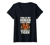 Femme Drôle This is My Human Costume T-Shirt Animaux T-Shirt avec Col en V