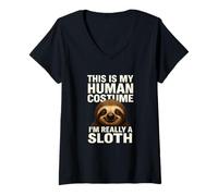 Femme Drôle This is My Human Costume T-Shirt Animaux T-Shirt avec Col en V