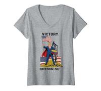 Femme Drôle Trump Victoire Liberté Pétrole Venezuela T-Shirt avec Col en V