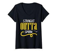 Femme Drôle Vasectomie Straight Outta Sperme Rétro Snip Humour T-Shirt avec Col en V