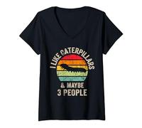 Femme Drôle Vintage Caterpillars Larval Stage I Like Caterpillar T-Shirt avec Col en V