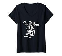 Femme Drôles et Mignonnes lèvres heureuses Disant au Revoir - T-Shirt avec Col en V