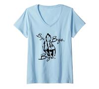 Femme Drôles et Mignonnes lèvres heureuses Disant au Revoir - T-Shirt avec Col en V