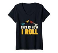 Femme Drone, C'est comme ça Que Je Fais Rouler Un Drone T-Shirt avec Col en V