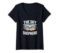 Femme Drone Sky Shepherd FPV Quadricoptère pilote à distance T-Shirt avec Col en V