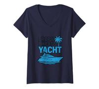 Femme Drop It Like It's Yacht Funny Yacht Bateau Croisière Mer T-Shirt avec Col en V