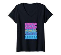 Femme Drop It Like It's Yacht Funny Yacht Bateau Croisière Mer T-Shirt avec Col en V