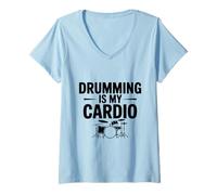 Femme Drumming is My Cardio Fun Drummer Workout Amateur T-Shirt avec Col en V