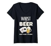 Femme Du whisky et de la bière, c'est pourquoi je suis ici T-Shirt avec Col en V