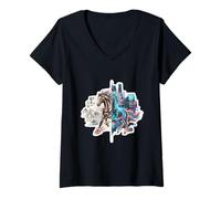 Femme Dual-Era Fire Horse Fusion 2026 Nouvel an Lunaire Art Moderne T-Shirt avec Col en V