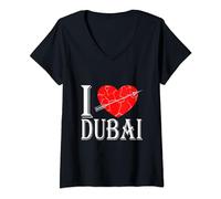 Femme Dubaï Emirats Arabes Unis Emirats Arabes Unis I Love Dubai Souvenir T-Shirt avec Col en V
