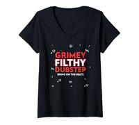 Femme Dubstep Riddim Rave EDM Raver Batterie et Basse T-Shirt avec Col en V