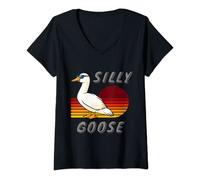 Femme Duck and Goose Silly Goose Gifts Store Untitled Goose Costume d'oie T-Shirt avec Col en V