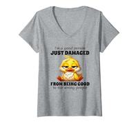 Femme Duck I'm A Good Person Just Damaged from Being Good to The T-Shirt avec Col en V