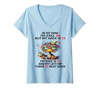 Femme Duck in My Mind J'Ai Encore 24 Ans mais Mon Dos a 55 Ans Mon Genou en a 67 T-Shirt avec Col en V