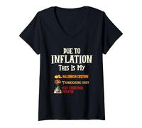 Femme Due to Inflation This is My Funny Halloween Costume T-Shirt avec Col en V