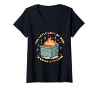Femme Dumpster Fire Light I'm Gonna Let It Shine Halloween Femme T-Shirt avec Col en V