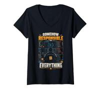 Femme d'une Facon ou d'une Autre Responsable de Tout Dev T-Shirt avec Col en V