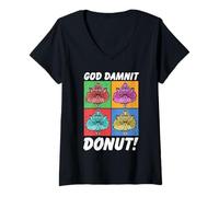 Femme Dungeon Crawler Carl God Damnit Donut Cat Pop Art Book T-Shirt avec Col en V