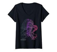 Femme Dungeons & Dragons Facing Monster Gradient T-Shirt avec Col en V