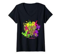 Femme Dungeons & Dragons Neon Ooze Colored Xorn Splattered Paint T-Shirt avec Col en V