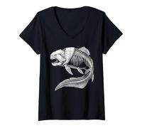 Femme Dunkleosteus Fossile Paléontologie Préhistorique Poisson Dévonien T-Shirt avec Col en V