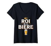 Femme Duo Assorti Roi De La Bière Couple Humour Apéro Homme T-Shirt avec Col en V