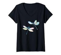 Femme Duo Libellule T-Shirt avec Col en V