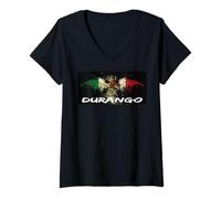 Femme Durango Mexico License Plate Aesthetic Mexican Patriotic T-Shirt avec Col en V