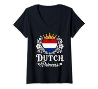 Femme Dutch Princess Netherlands Flag Proud Dutch Girl T-Shirt avec Col en V
