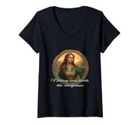 Femme Dwynwen Citation « Nothing Wins Hearts Like Cheerfulness » T-Shirt avec Col en V