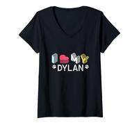 Femme Dylan Dylan Nom personnalisé pour Chien T-Shirt avec Col en V