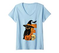 Femme E est pour Un étrange crâne de Hibou d'halloween T-Shirt avec Col en V