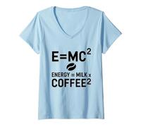 Femme E=MC2 Physique Slogan Nerd Énergie Café par Le Café T-Shirt avec Col en V