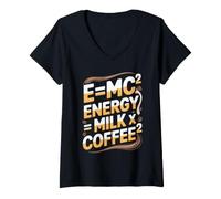 Femme E=MC2 Physique Slogan Nerd Énergie Café par Le Café T-Shirt avec Col en V