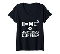 Femme E=MC2 Physique Slogan Nerd Énergie Café par Le Café T-Shirt avec Col en V