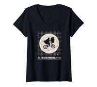 Femme E.T. the Extra-Terrestrial Moon Retro T-Shirt avec Col en V