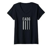 Femme EADG Guitare Basse 4 Cordes Blanc T-Shirt avec Col en V
