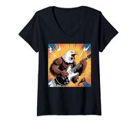 Femme Eagle Guitare Rock Star and Roll America Funny Kids Eagles T-Shirt avec Col en V