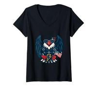 Femme Eagle of Liberty, États-Unis : Puissance et fierté T-Shirt avec Col en V