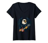 Femme Eagle of Rock American Power and Spirit of Freedom T-Shirt avec Col en V