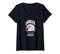 Femme Eagles - Graphique des gagnants de la saison 2025 pour fans T-Shirt avec Col en V