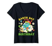 Femme Earth Day is My Birthday 22 Avril Protect The Environment T-Shirt avec Col en V