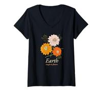 Femme Earth Laughs in Flowers (Motif Fleur) T-Shirt avec Col en V