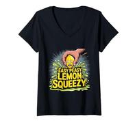 Femme Easy Peasy Citron Presse-citron Horrorcore Citron T-Shirt avec Col en V
